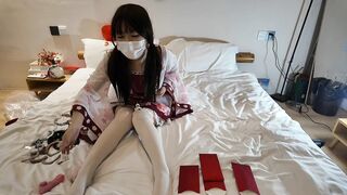 和风Lolita开红包小游戏，镣铐捆绑眼罩口塞拘束，td电击刺激
