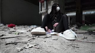废墟自缚震动棒+跳蛋强震